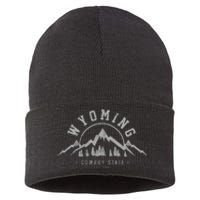 Wyoming The Cowboy State Est. 1890 Vintage Mountains Gift Sustainable Knit Beanie