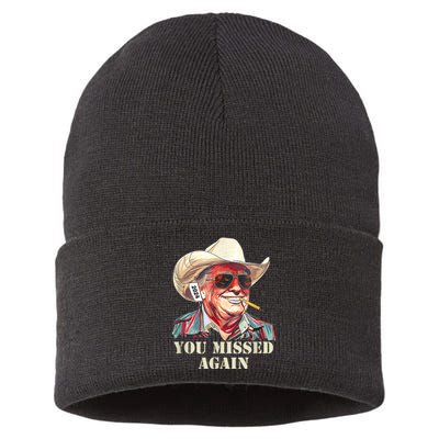 Western Trump Cowboy You Missed Again Sustainable Knit Beanie