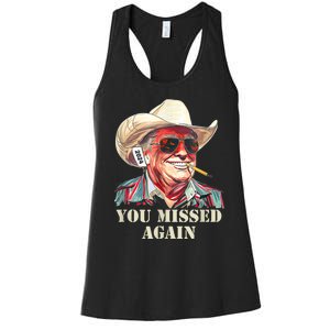 Western Trump Cowboy You Missed Again Women's Racerback Tank