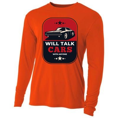 Will Talk Cars With Anyone Automobile Funny Cooling Performance Long Sleeve Crew