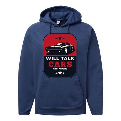 Will Talk Cars With Anyone Automobile Funny Performance Fleece Hoodie