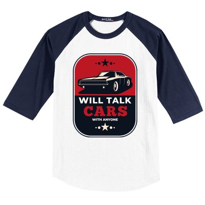 Will Talk Cars With Anyone Automobile Funny Baseball Sleeve Shirt