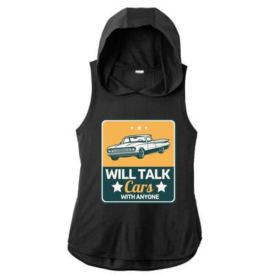 Will Talk Cars With Anyone Automobile Funny Ladies PosiCharge Tri-Blend Wicking Draft Hoodie Tank