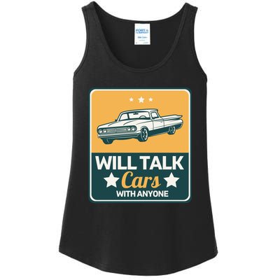 Will Talk Cars With Anyone Automobile Funny Ladies Essential Tank