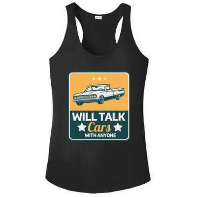 Will Talk Cars With Anyone Automobile Funny Ladies PosiCharge Competitor Racerback Tank