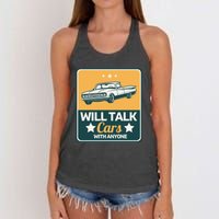 Will Talk Cars With Anyone Automobile Funny Women's Knotted Racerback Tank