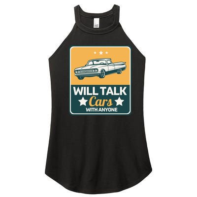 Will Talk Cars With Anyone Automobile Funny Women's Perfect Tri Rocker Tank