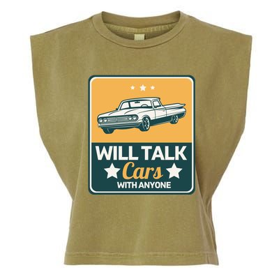 Will Talk Cars With Anyone Automobile Funny Garment-Dyed Women's Muscle Tee