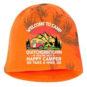 Welcome To Camp Quitcherbitchin Men Women Funny RV Camping Kati - Camo Knit Beanie