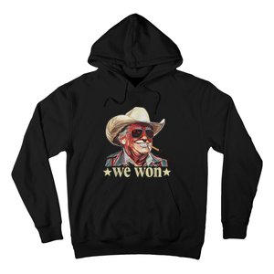 Western Trump Cowboy We Won American Flag Cowboy Hat Hoodie