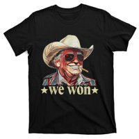 Western Trump Cowboy We Won American Flag Cowboy Hat T-Shirt