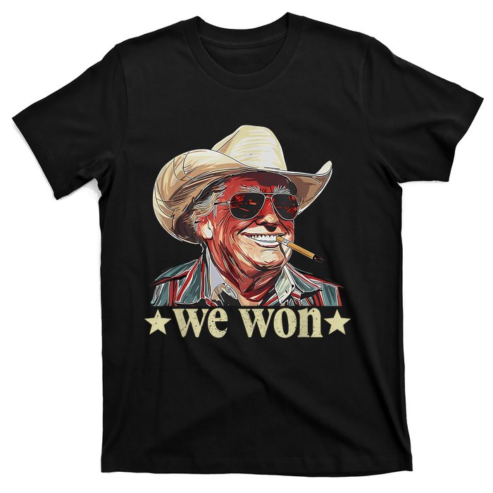 Western Trump Cowboy We Won American Flag Cowboy Hat T-Shirt