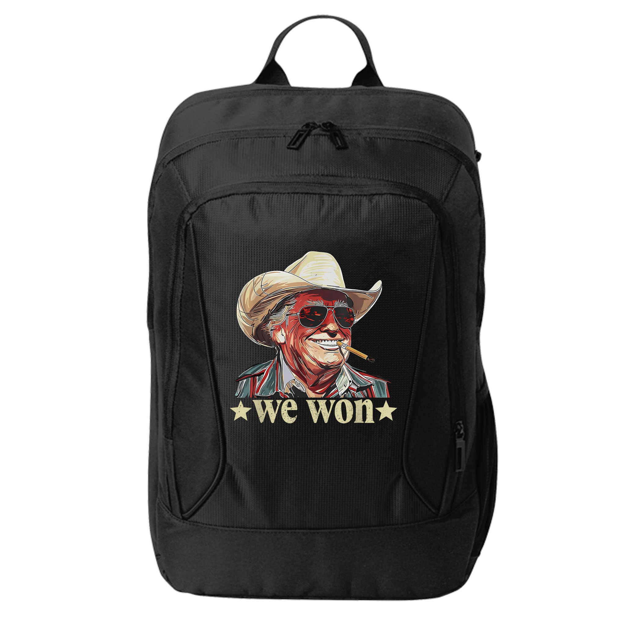 Western Trump Cowboy We Won American Flag Cowboy Hat City Backpack