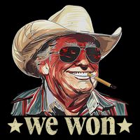 Western Trump Cowboy We Won American Flag Cowboy Hat Button