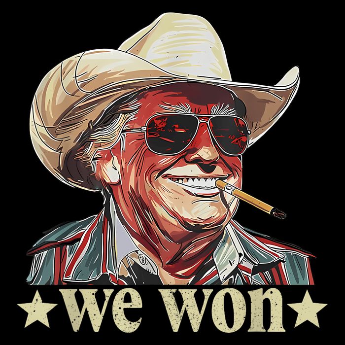 Western Trump Cowboy We Won American Flag Cowboy Hat Button