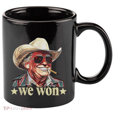 Western Trump Cowboy We Won American Flag Cowboy Hat 11oz C Handle Ceramic Mug