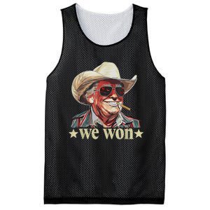 Western Trump Cowboy We Won American Flag Cowboy Hat Mesh Reversible Basketball Jersey Tank