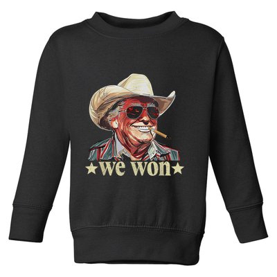 Western Trump Cowboy We Won American Flag Cowboy Hat Toddler Sweatshirt