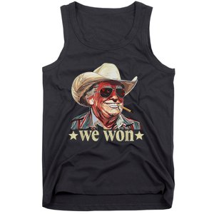 Western Trump Cowboy We Won American Flag Cowboy Hat Tank Top