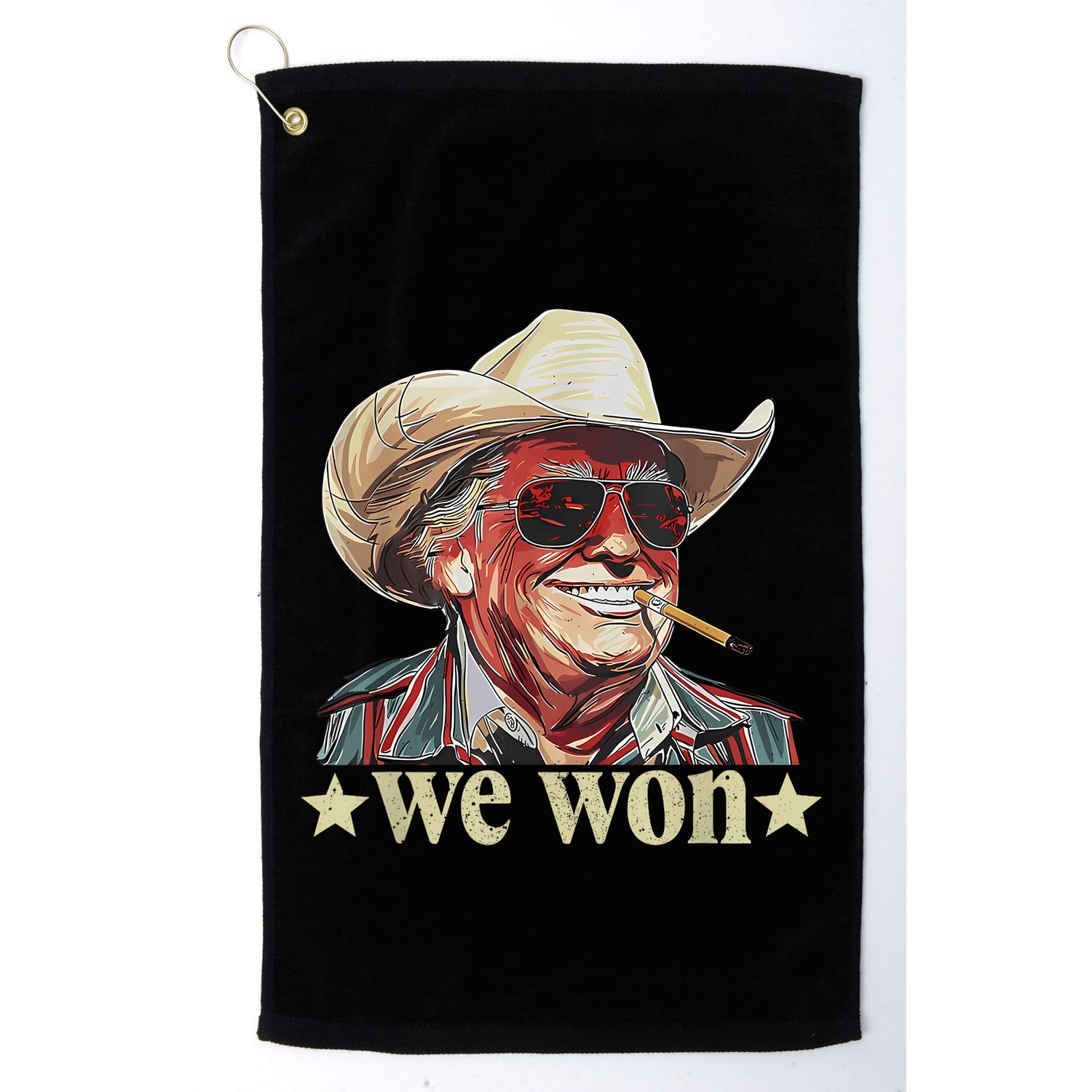 Western Trump Cowboy We Won American Flag Cowboy Hat Golf Towel