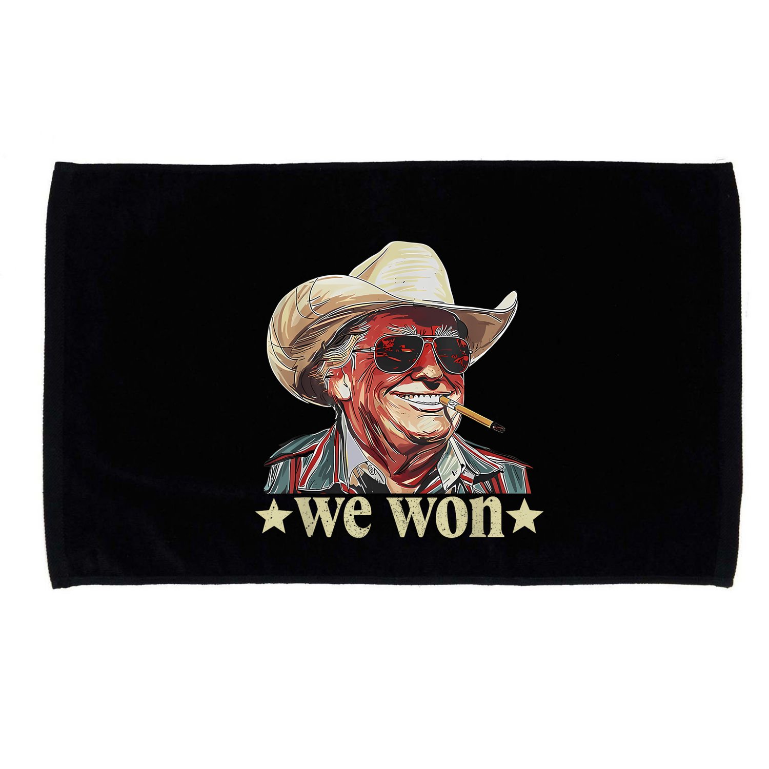 Western Trump Cowboy We Won American Flag Cowboy Hat Microfiber Hand Towel