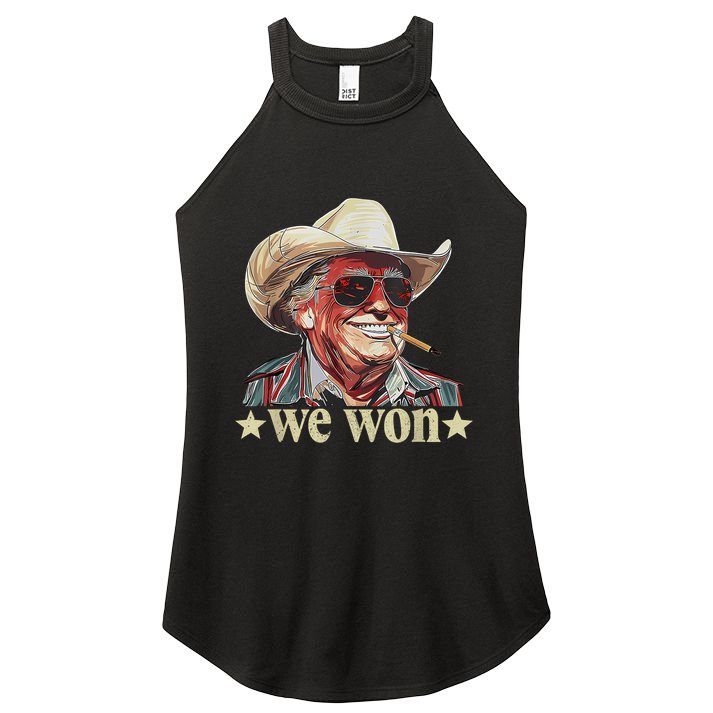 Western Trump Cowboy We Won American Flag Cowboy Hat Women's Perfect Tri Rocker Tank