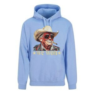 Western Trump Cowboy We Won American Flag Cowboy Hat Unisex Surf Hoodie