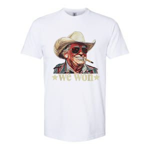 Western Trump Cowboy We Won American Flag Cowboy Hat Softstyle CVC T-Shirt