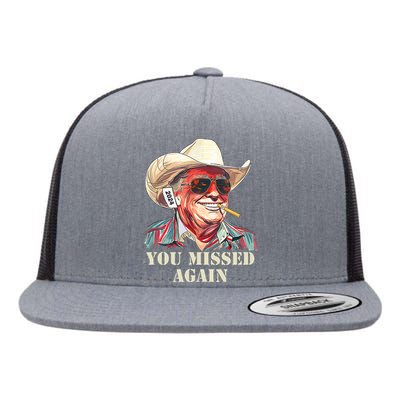 Western Trump Cowboy You Missed Again Flat Bill Trucker Hat