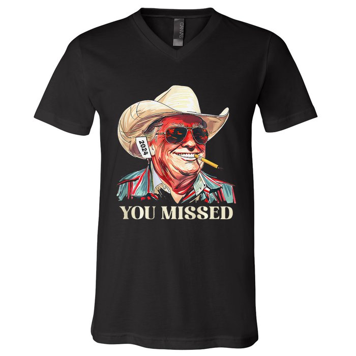 Western Trump Cowboy You Missed V-Neck T-Shirt