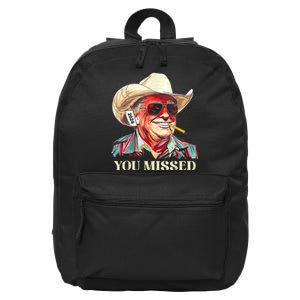 _western Trump Cowboy You Missed American Flag Cowboy Hat 16 in Basic Backpack