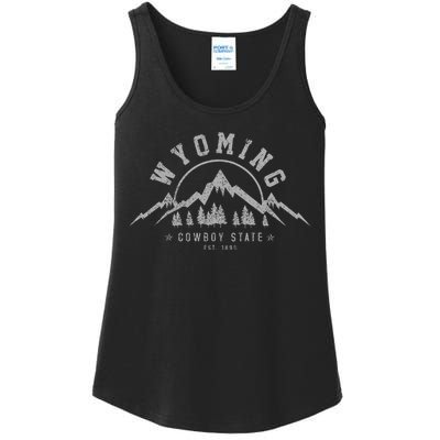 Wyoming The Cowboy State Est. 1890 Vintage Mountains Gift Ladies Essential Tank