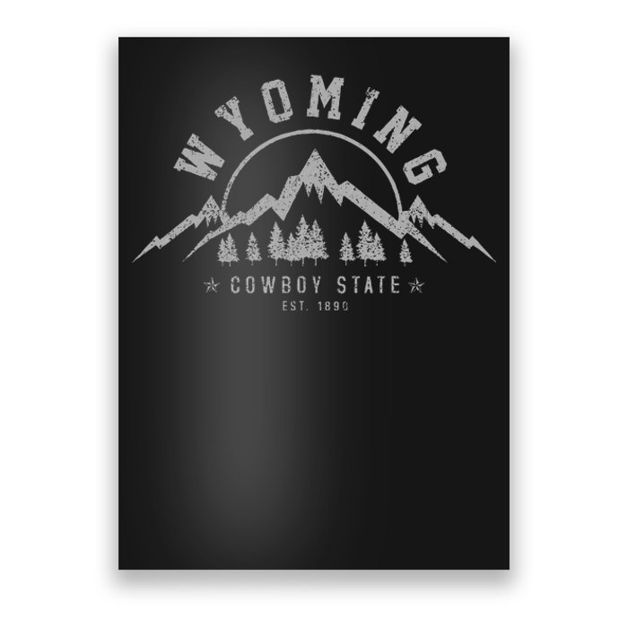 Wyoming The Cowboy State Est. 1890 Vintage Mountains Gift Poster