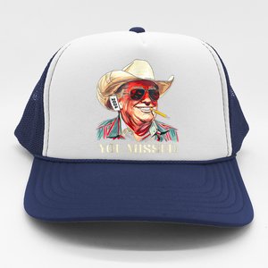 Western Trump Cowboy You Missed American Flag Cowboy Hat Trucker Hat