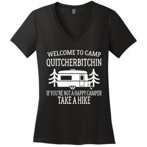 Welcome To Camp Quitcherbitchin Funny Camping Women's V-Neck T-Shirt