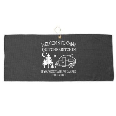 Welcome To Camp Quitcherbitchin Funny Camping Large Microfiber Waffle Golf Towel