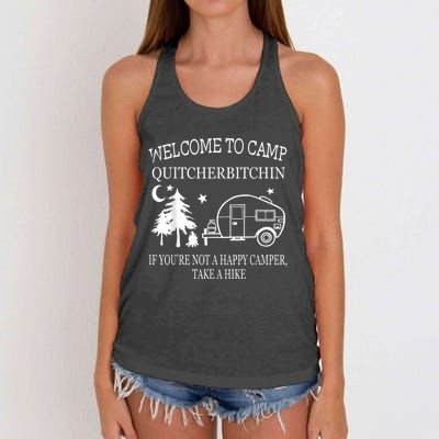 Welcome To Camp Quitcherbitchin Funny Camping Women's Knotted Racerback Tank