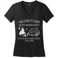 Welcome To Camp Quitcherbitchin Funny Camping Women's V-Neck T-Shirt