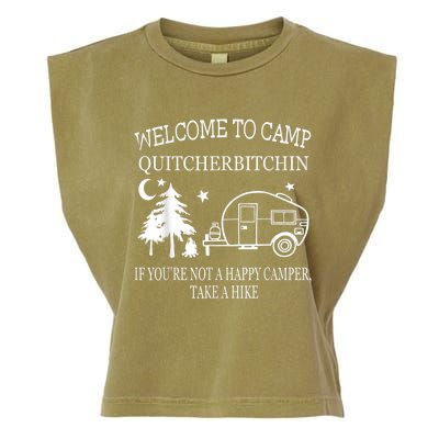 Welcome To Camp Quitcherbitchin Funny Camping Garment-Dyed Women's Muscle Tee