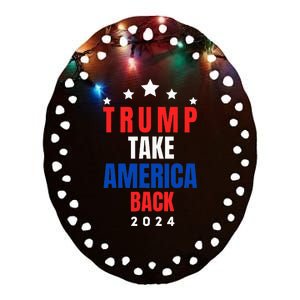 Western Trump Cow You Missed Trump 2024 Usa Flag 2 Side Ceramic Oval Ornament