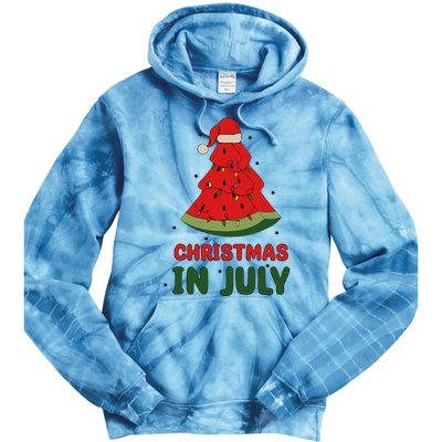 Watermelon Tree Christmas In July Festivities Tie Dye Hoodie