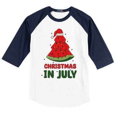 Watermelon Tree Christmas In July Festivities Baseball Sleeve Shirt