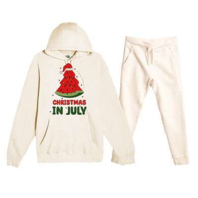 Watermelon Tree Christmas In July Festivities Premium Hooded Sweatsuit Set