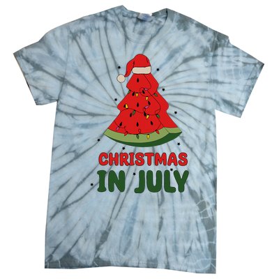 Watermelon Tree Christmas In July Festivities Tie-Dye T-Shirt