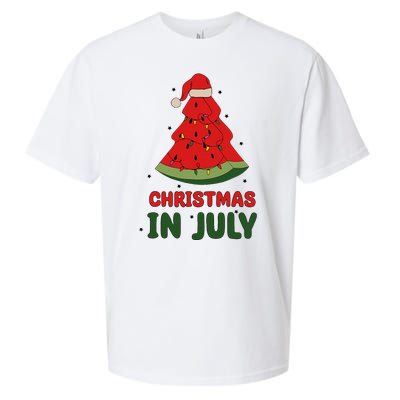 Watermelon Tree Christmas In July Festivities Sueded Cloud Jersey T-Shirt