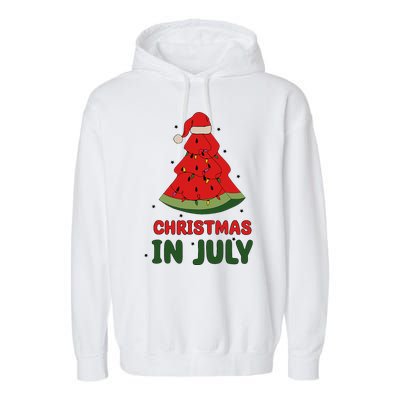 Watermelon Tree Christmas In July Festivities Garment-Dyed Fleece Hoodie