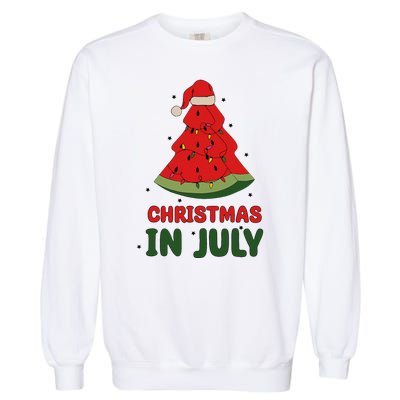 Watermelon Tree Christmas In July Festivities Garment-Dyed Sweatshirt