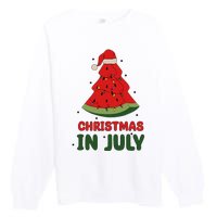 Watermelon Tree Christmas In July Festivities Premium Crewneck Sweatshirt