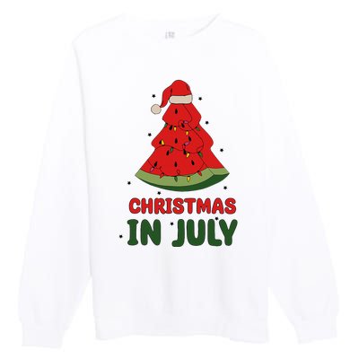 Watermelon Tree Christmas In July Festivities Premium Crewneck Sweatshirt