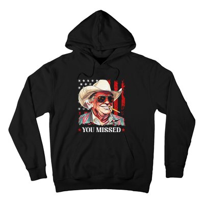 Western Trump Cowboy You Missed Trump 2024 Usa Flag Hoodie